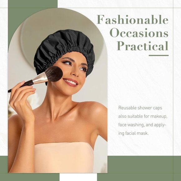 Reusable Women Shower Cap Waterproof Large Elastic Bath Hair Hat main image 6